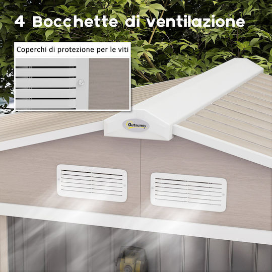 Metallisches Gartenhaus Gaalvanisiert mit Lüftungsschlitzen M2.13xB1.3xH1.85m