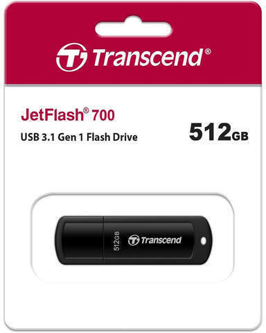 Transcend Jetflash 700 512GB USB 3.1 Stick Μαύρο
