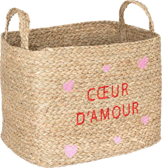 Set of Decorative Baskets Straw with Handles Beige 3pcs