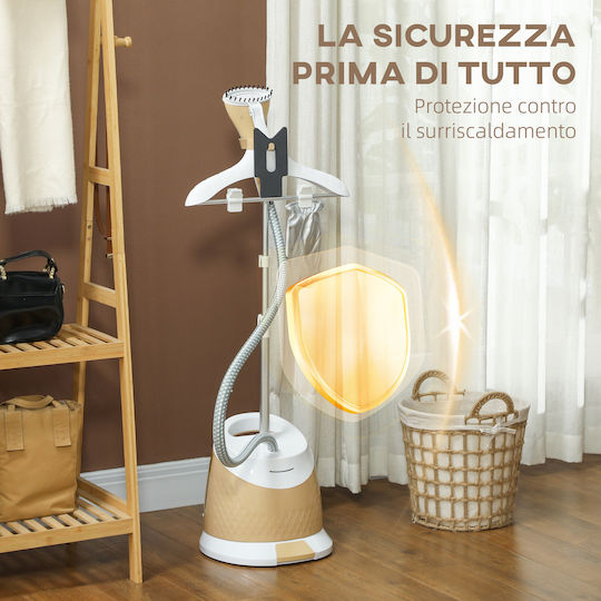 HomCom Ατμοκαθαριστής Ρούχων Χειρός 1800W με Δοχείο 1.8lt Χρυσός
