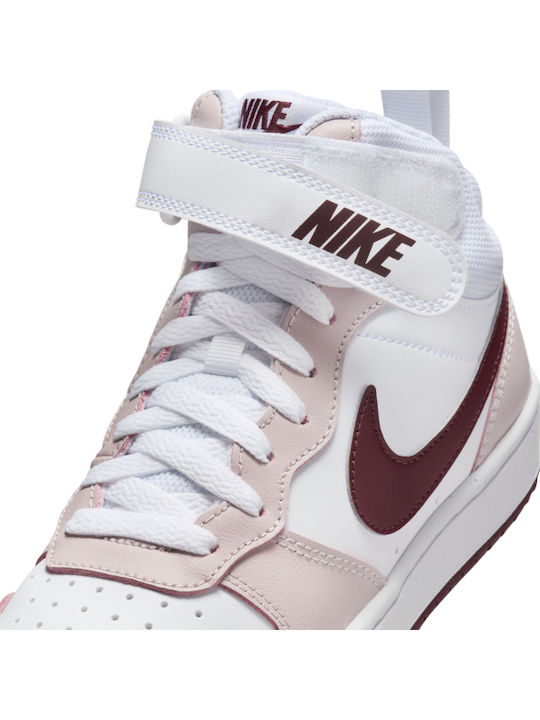 Court Borough Kids Sneakers High with Hoop & Loop Closure White