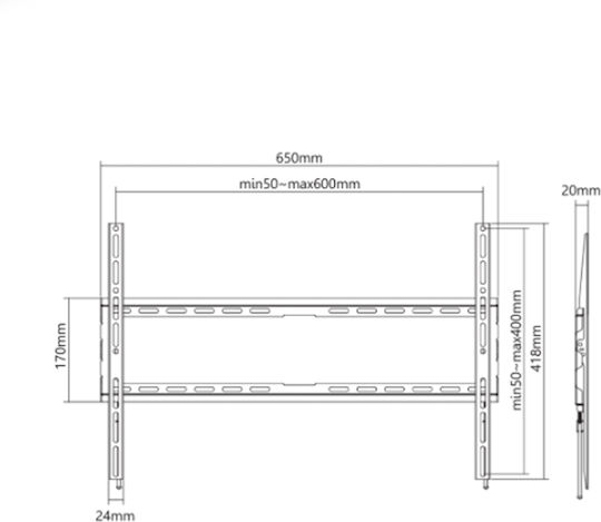 Sbox PLB-2546F-2 Βάση Τηλεόρασης Τοίχου έως 80" και 45kg Μαύρο