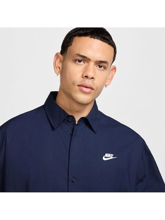 Club Oversized Button Shirt Langärmlig Baumwolle Hemd Blau