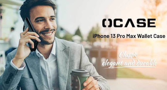 Premium Book Synthetic Leather / Leather / Silicone Black (iPhone 13 Pro Max)