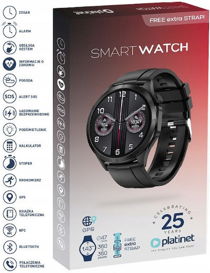 Platinet PSMART20 Smartwatch mit Herzfrequenzsensor (Schwarz)