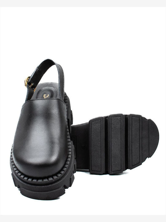 Lederne Damen Ballerinas Slingback in Schwarz Farbe