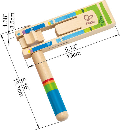 Hape Ξύλινο Κρουστό Ροκάνα Happy Noisemaker Μπλε για 3+ Ετών