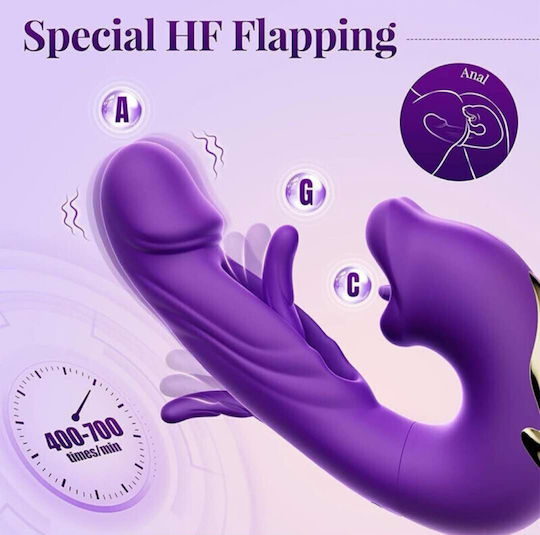 Ophelia's Dream Purple Lips & Tongue Licking Clitoral Vibrator 17.6cm Purple