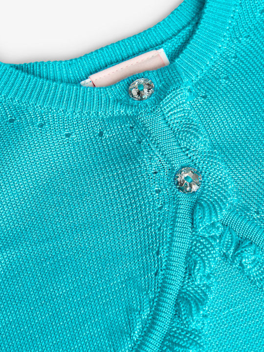 Kids Cardigan Knitted Turquoise