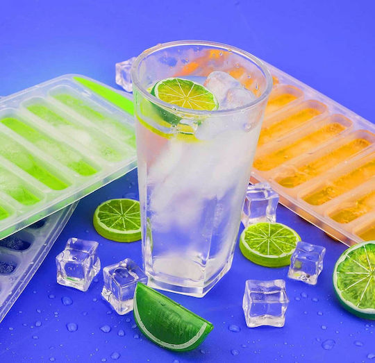 Silicone Ice Cube Tray with Lid Orange 3 Pieces