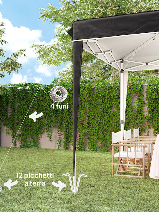 Outsunny Gazebo Garten Schwarz 3x3m