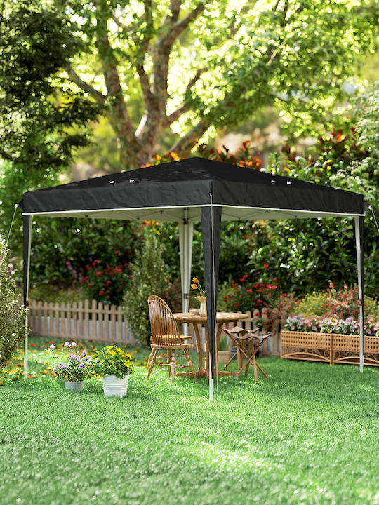 Outsunny Gazebo Garten Schwarz 3x3m