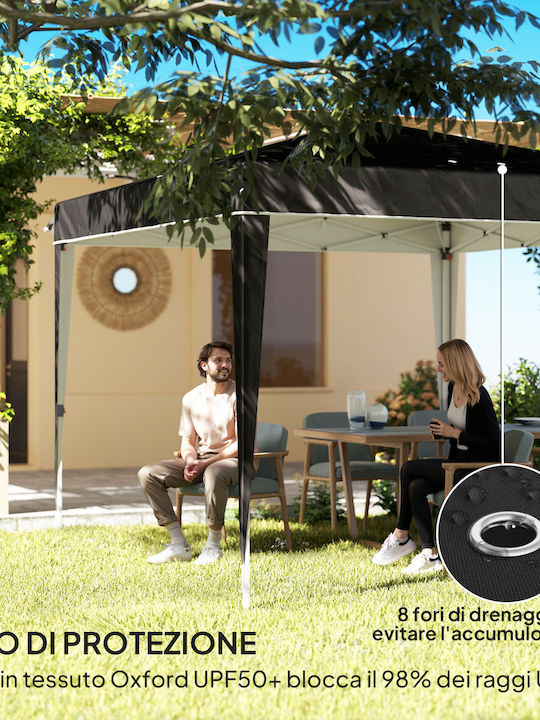 Outsunny Gazebo Garten Schwarz 3x3m