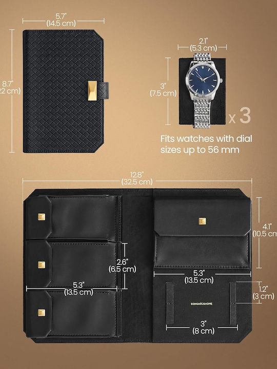 Songmics Δερμάτινη Θήκη σε Μαύρο χρώμα JWB018B01