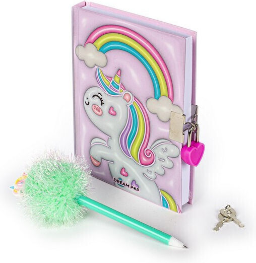 Tri-Coastal Design Pom Pom Unicorn Caiet Pentru Copii cu Caiet și Lacăt