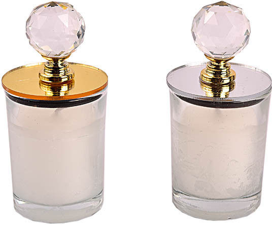 Decorative Diamond Candle Plexi Glass Lid Silver Shade 10cm Kr3l/71809 Kaliso Kls-kr3l-71809-silver