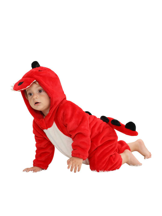 Queen Mother Kids Nightwear Onesie Winter Velvet Red Red Baby Dino
