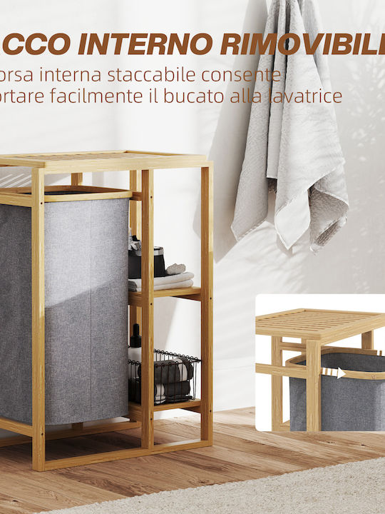 HomCom Coș De Rufe Din Bambus 50x32x70cm Gri