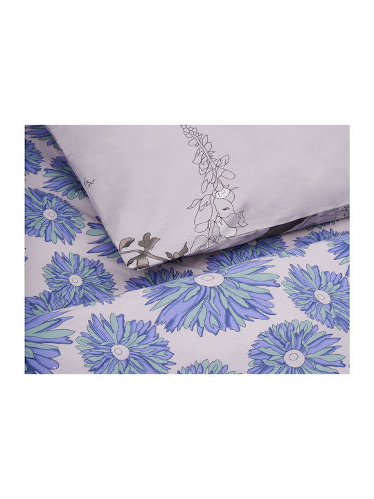 Heinner Duvet Cover Set Cotton Semi-double with Pillowcase & 1 Sheet 180x215 Blue