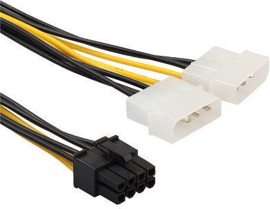 Power Cable Adapter 8 Pin PCI-e Dual Molex 4 Pin IDE Asus MSI VGA Video Graphic 18cm OEM