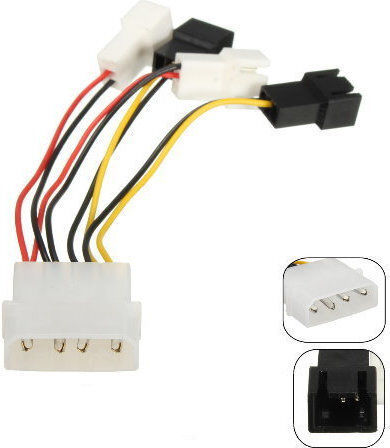 Adapter Power Cable 4 Pin Ide Molex 3 Pin 12v 5v Fan 10cm Oem