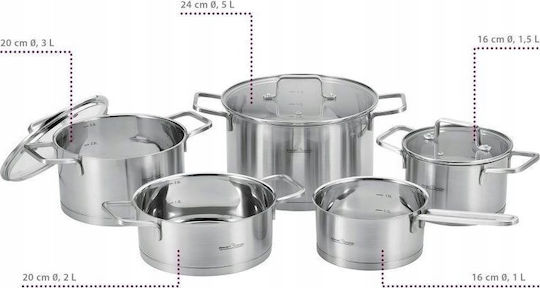 Profi Cook Stainless Steel Pots Set 5 Pieces