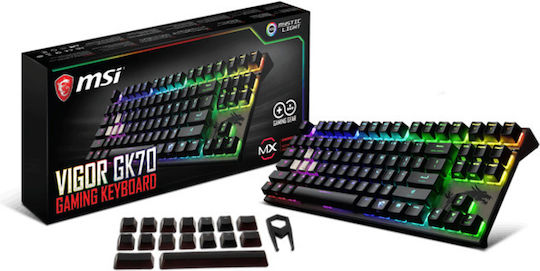 MSI Vigor GK70 Gaming Μηχανικό Πληκτρολόγιο Tenkeyless με Cherry MX Red διακόπτες και RGB φωτισμό (Αγγλικό US)