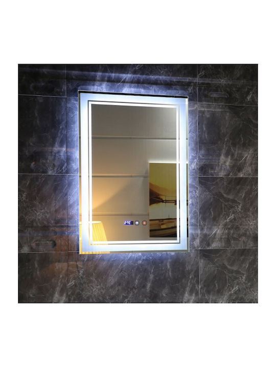 Inter Ceramic Icl 1794 Mirror Bathroom Led Lighting Touch Screen Clock Temperature Indicator Anti-fog System