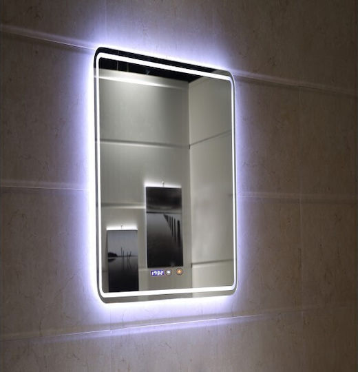 Inter Ceramic Icl 1799 Mirror Bathroom Led Lighting Touch Screen Clock Temperature Indicator Anti-fog System