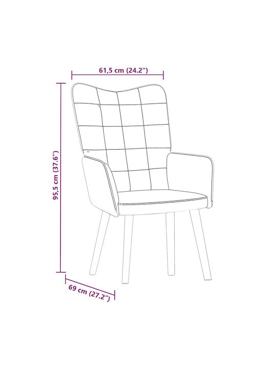 Πολυθρόνα Βελούδινη Κίτρινο 61.5x69x95.5cm