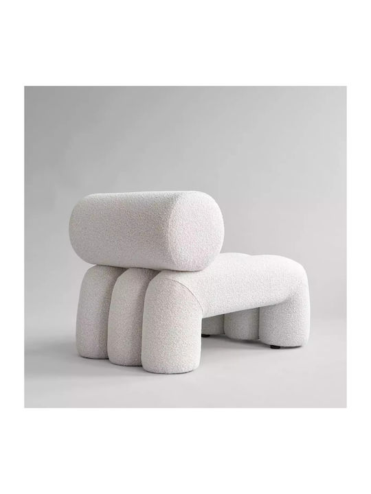 Foku Chair Bouclé Πολυθρόνα Άσπρο 92x60x70cm