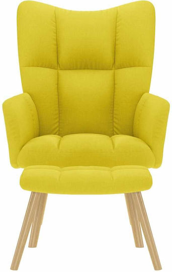 Armchair with Footstool Light Yellow 61.5x69x95.5cm
