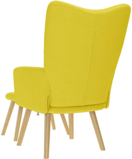Armchair with Footstool Light Yellow 61.5x69x95.5cm