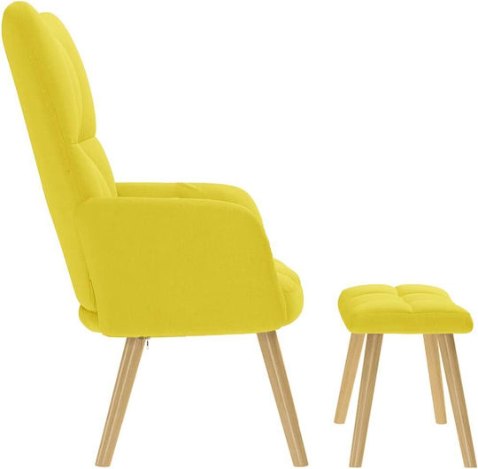 Armchair with Footstool Light Yellow 61.5x69x95.5cm