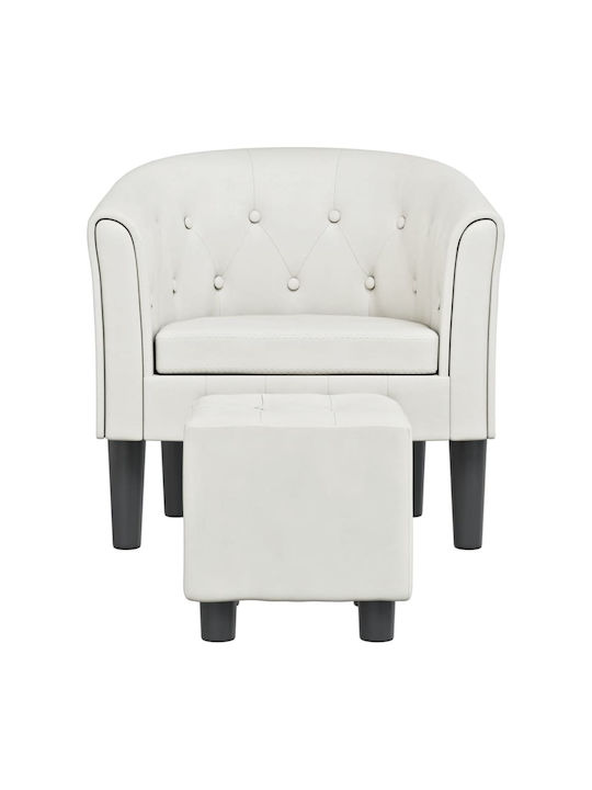 Armchair with Footstool from Leatherette White 70x56x68cm