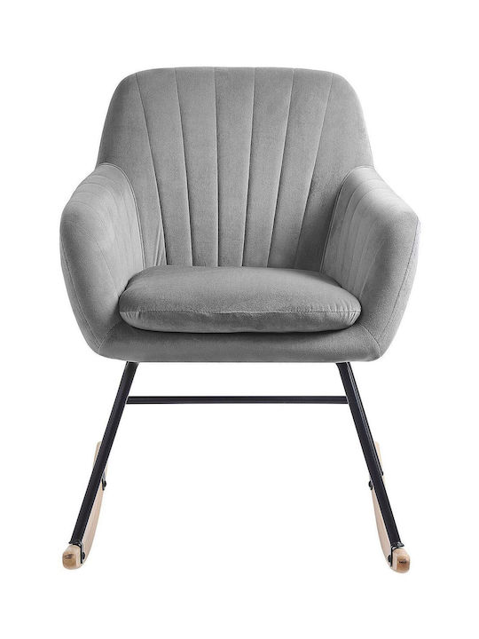 Rocking Armchair Swivel with Footstool Szary 40x40x82cm