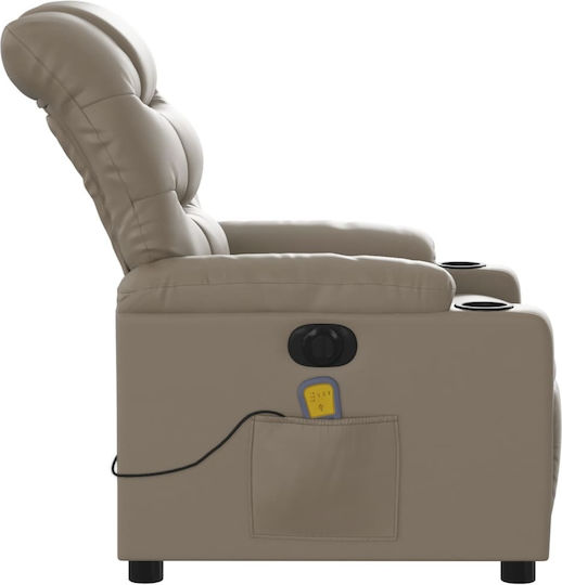 Πολυθρόνα Relax Massage με Υποπόδιο από Δερματίνη Καπουτσίνο 75.5x93x99.5cm