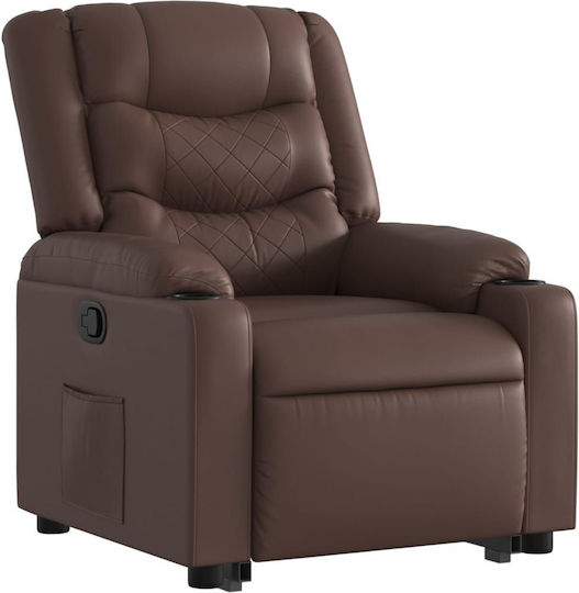 Πολυθρόνα Relax Massage με Υποπόδιο από Δερματίνη Καφέ 77x93x99cm