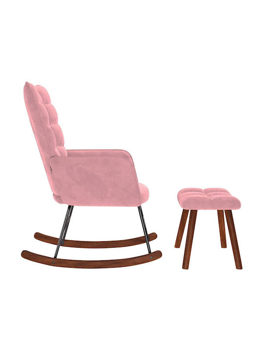 Rocking Armchair with Footstool Pink 61x78x98cm