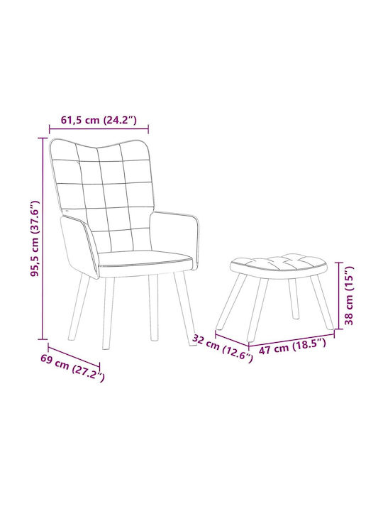 Bergère with Footstool Blue 61.5x69x95.5cm