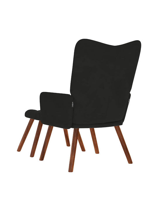 Μπερζέρα με Υποπόδιο Βελούδινη Μαύρο 61.5x69x95.5cm