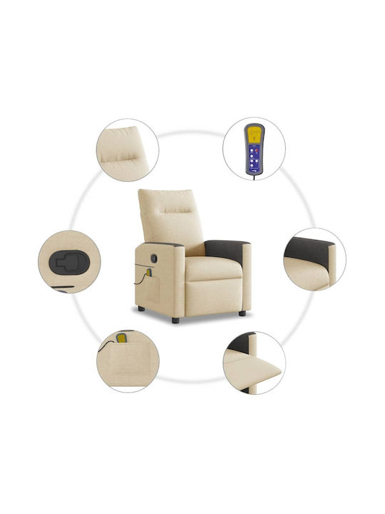 Πολυθρόνα Relax Massage με Υποπόδιο Κρεμ 50x54x100cm
