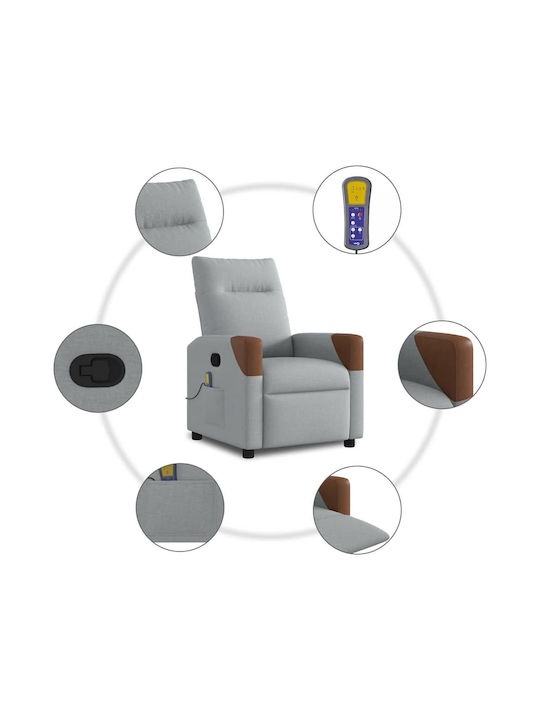 Relax Armchair Massage with Footstool Light Grey 50x54x100cm