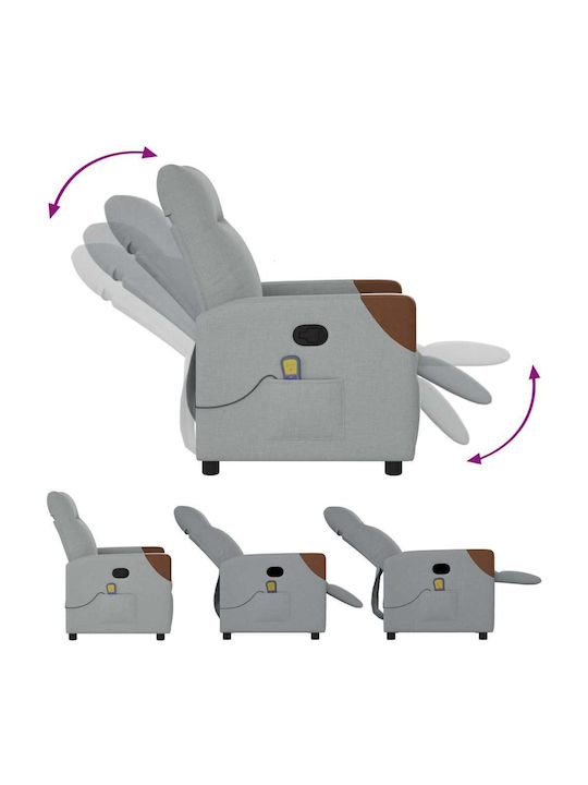 Relax Armchair Massage with Footstool Light Grey 50x54x100cm
