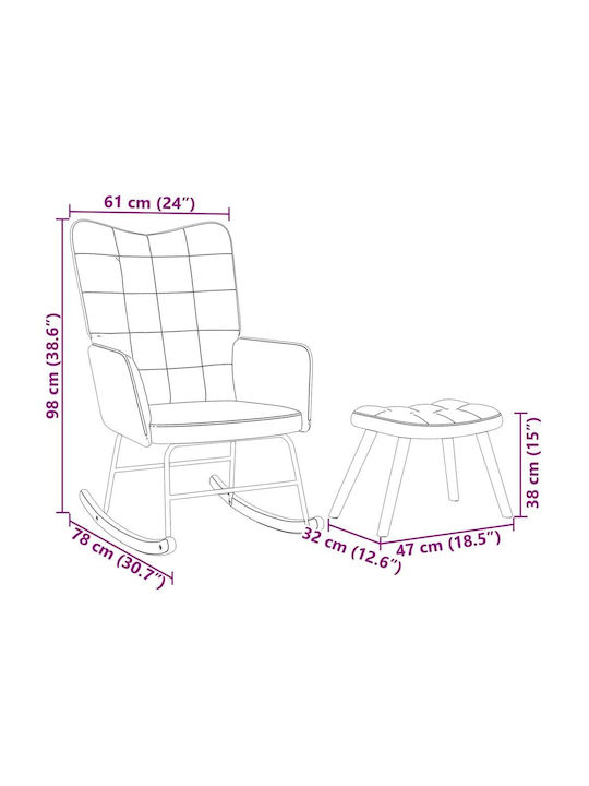 С поставка за крака Кадифен Синьо 61x78x98см