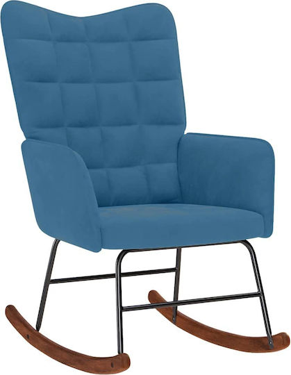 Schaukelstuhl mit Fußhocker Samt Blue 61x78x98cm
