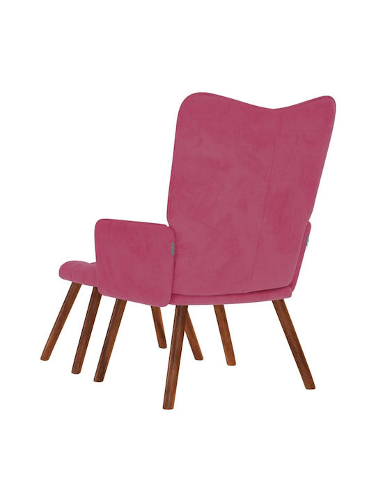 Ohrensessel mit Fußhocker Samt Bordeaux, Red 61.5x69x95.5cm