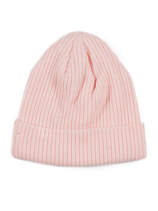 Beanie Γυναικείος Σκούφος με Rib Πλέξη σε Ροζ χρώμα