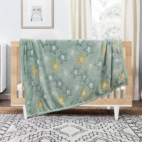 Lino Home Κουβέρτα Κούνιας Fleece Πράσινη 110x150εκ.
