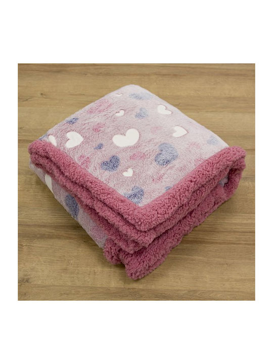 Lino Home Blanket Cot Fleece Pink 110x150cm